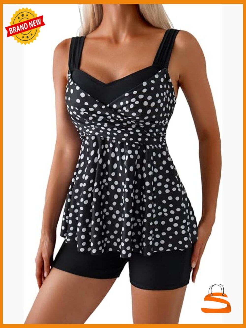 Tummy Control Tankini Swim Set with Boyshort - Medium